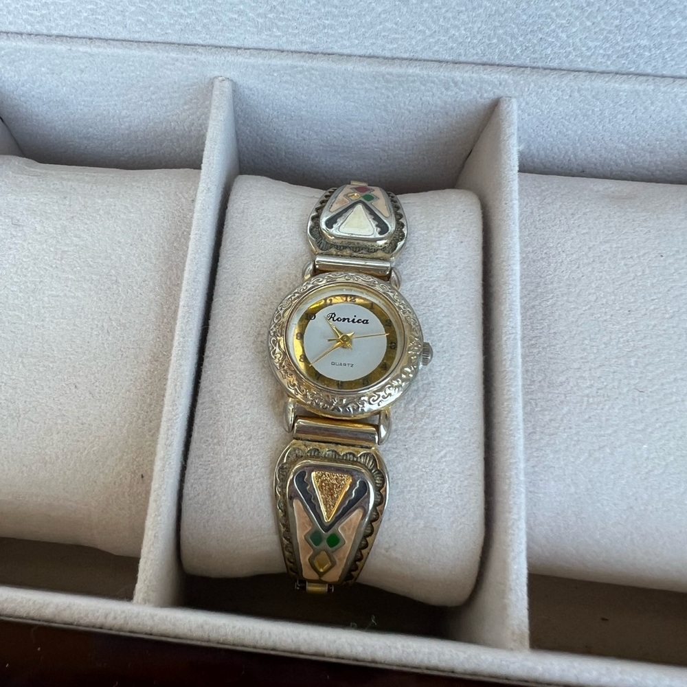 Women's Two-Tone Decorative Bracelet Watch in Silver and Gold